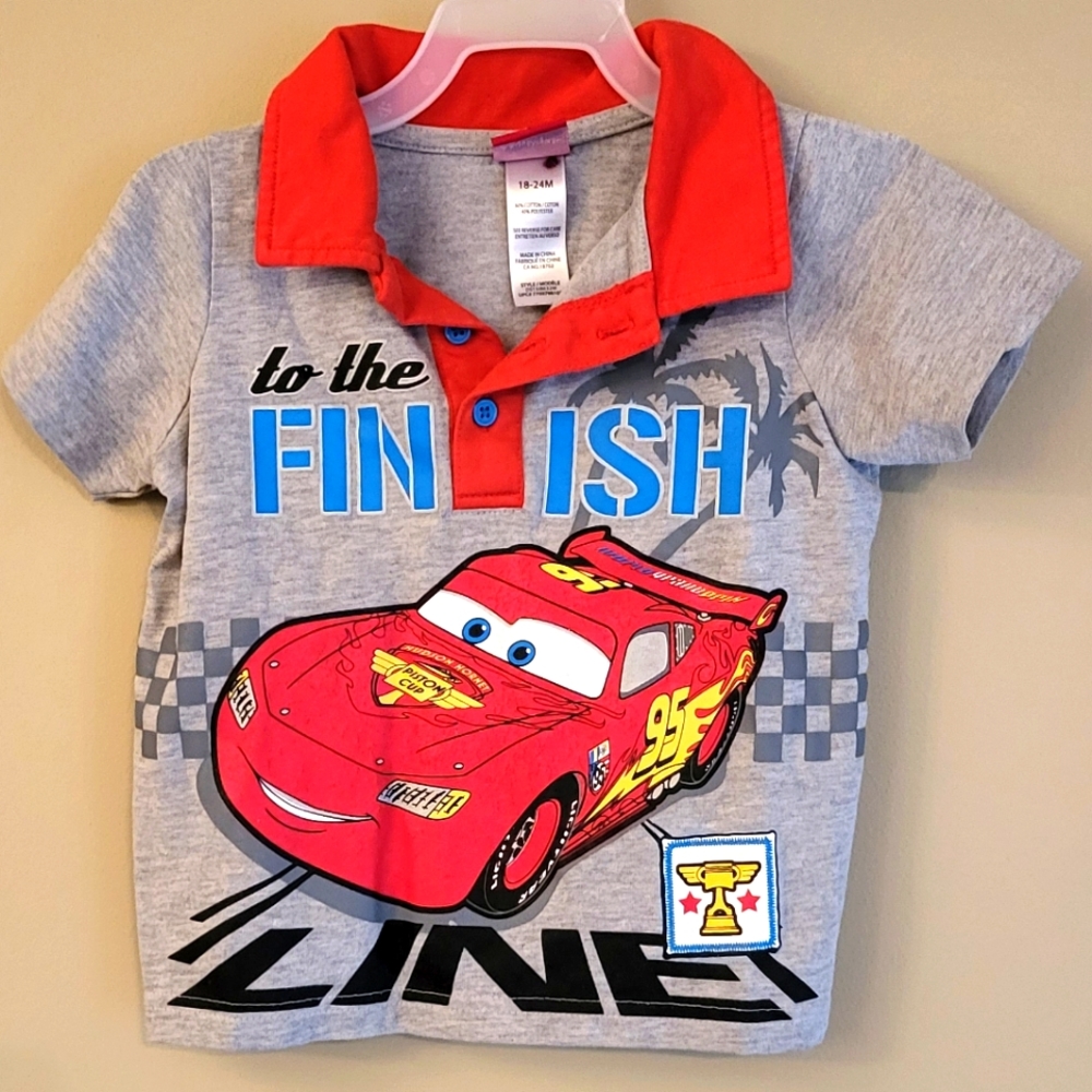 Disney Cars grey/red collared tee shirt